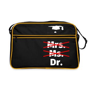 Doktorarbeit Frau Doktorandin Promotion Geschenk - Retro Tasche - Schwarz/Gold - Vorne