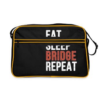 Eat Sleep Bridge Repeat - Funny Gift - Retro Bag - black/gold - Front