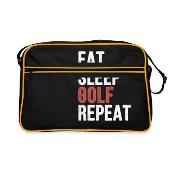 Eat sleep Golf Repeat - Funny Gift - Retro Bag - black/gold - Front
