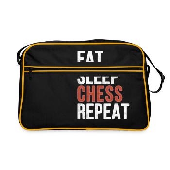 Eat sleep Chess Repeat - Funny Gift - Retro Bag - black/gold - Front
