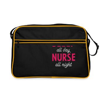 Nurse All Night gift for Night Shift Nurses - Retro Bag - black/gold - Front