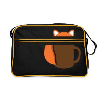 Fuchs - Kaffee - Tase - Comicstyle - Geschenk - Retro Tasche - Schwarz/Gold - Vorne