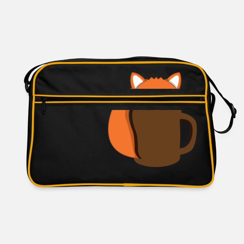 Fuchs - Kaffee - Tase - Comicstyle - Geschenk - Retro Tasche - Schwarz/Gold