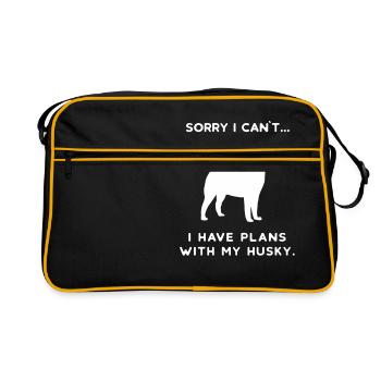 Husky Huskies Dog Dogs Huskie Huskies Gift - Retro Bag - black/gold - Front