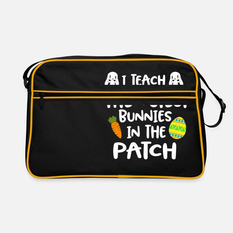 J'enseigne les lapins les plus mignons dans le patch de Pâques - Sac Retro - noir/or
