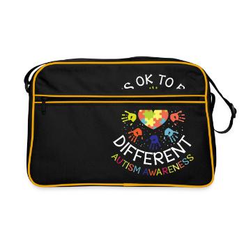 It's ok to be different - Autism Awareness - Retro Tasche - Schwarz/Gold - Vorne