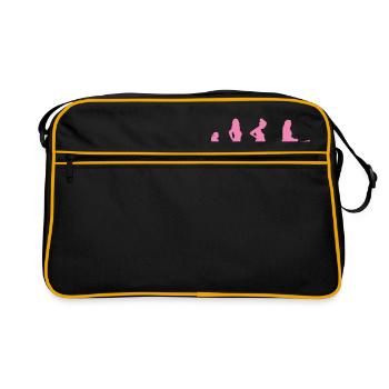 Evolution - Femme - Humour - Cadeau - Enfant - Sac Retro - noir/or - Devant