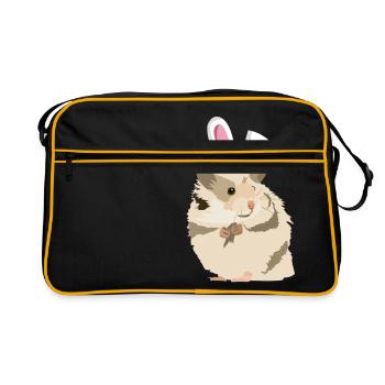 Hamster avec des oreilles de lapin de Pâques Funny Pascha - Sac Retro - noir/or - Devant