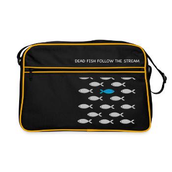 Dead fish follow the stream - Retro Bag - black/gold - Front