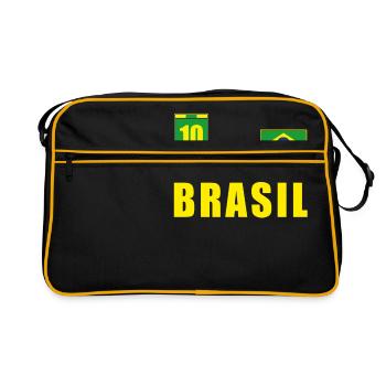 maillot de football drapeau brésilien Brésil - Sac Retro - noir/or - Devant