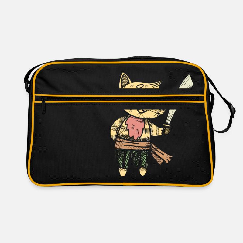 chat pirate chat dur chemise drôle - Sac Retro - noir/or
