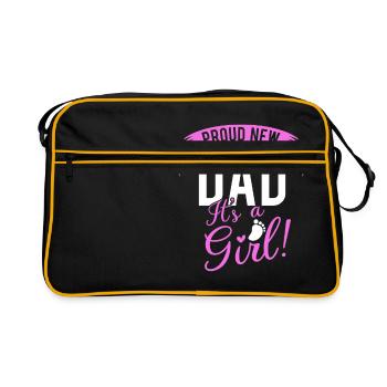 Proud new dad it's a girl - father & daughter - Retro Tasche - Schwarz/Gold - Vorne
