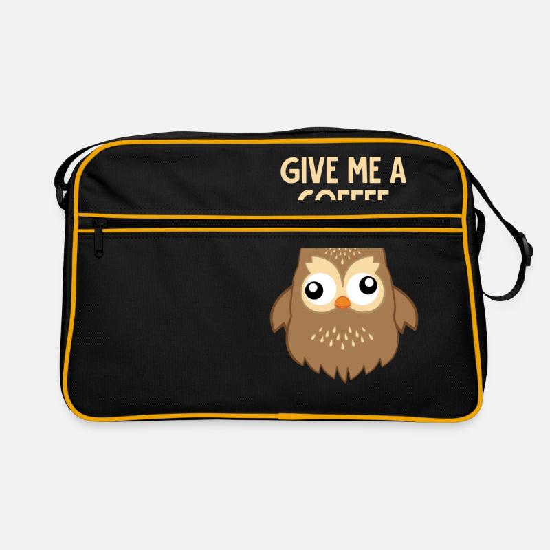 Coffee - Owl - Addictive - Funny - Gift - Retro Bag - black/gold