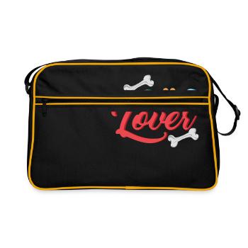 Hundeliebhaber - Geschenk - Shirt - Retro Tasche - Schwarz/Gold - Vorne