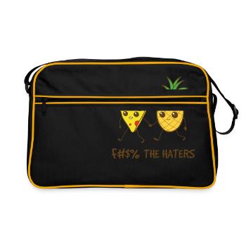 Pizza and pineapple. Fuck the haters - Retro Bag - black/gold - Front