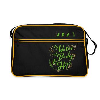I Like My Water with Barley & Hops - Bier Liebe - Retro Tasche - Schwarz/Gold - Vorne