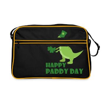 Jour de trèfle shamrock de Saint Patrick Dino Trex T-shirt - Sac Retro - noir/or - Devant