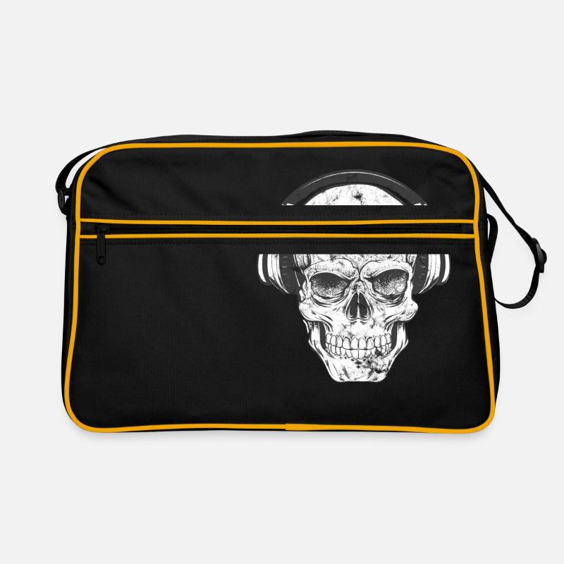 crâne DJ avec un casque Sac Retro