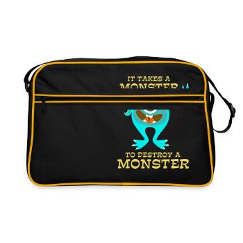 Monster - Creepy - Destroy - Cadeau - Sac Retro - noir/or - Devant