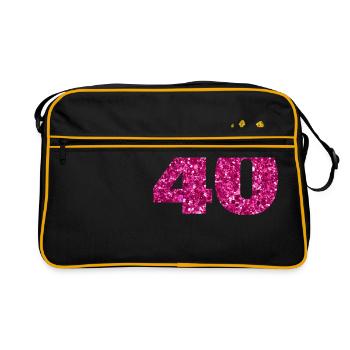 Glitter 1980's 40 years birthday sequin crown - Retro Bag - black/gold - Front