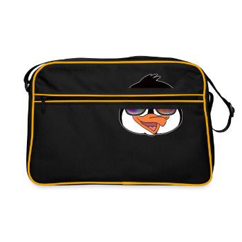 Cooler Pinguin mit Sonnenbrille Sommer Comic - Retro Tasche - Schwarz/Gold - Vorne