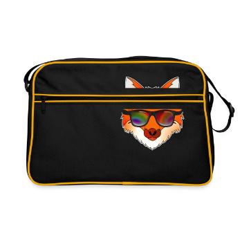Cooler Fuchs mit Sonnenbrille Sommer Comic - Retro Tasche - Schwarz/Gold - Vorne