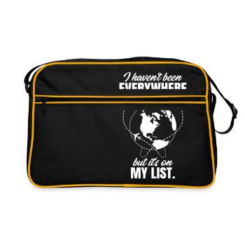Reisen Sprüche Strand Reiselust Urlaub Reisender - Retro Tasche - Schwarz/Gold - Vorne