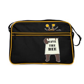 Ours activiste sauve les abeilles Miel sauve l'abeille - Sac Retro - noir/or - Devant