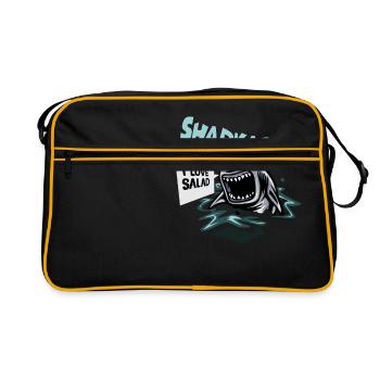 Sharkasm Cadeau de requin drôle pour les végétaliens - Sac Retro - noir/or - Devant