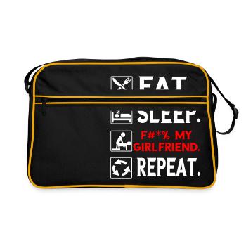 Mangez. Sommeil. F # *% Ma petite amie. Répétez. T-shirt - Sac Retro - noir/or - Devant