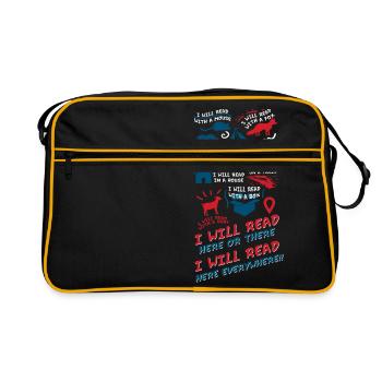 Gifts for Book Lover Shirt Funny Man Wife - Retro Bag - black/gold - Front