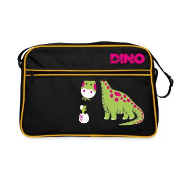 Dino Mutter Muttertag T-Shirt Mutter Tag Tee - Retro Tasche - Schwarz/Gold - Vorne