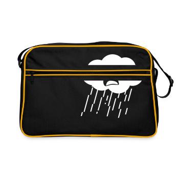 Regenwolke Traurig Gefühl Geschenk Regen Weinen - Retro Tasche - Schwarz/Gold - Vorne