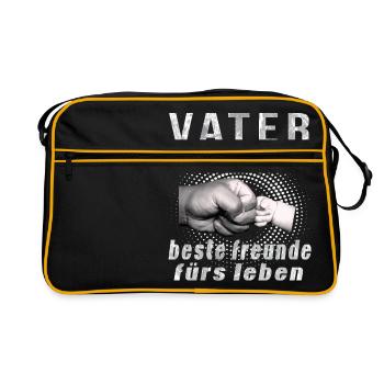vater sohn beste freunde furs leben - Retro Tasche - Schwarz/Gold - Vorne