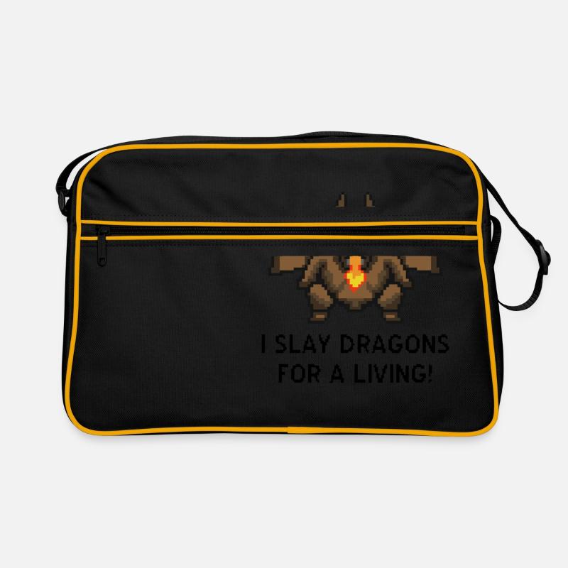 Les dragons tuent le jeu de pixel - Sac Retro - noir/or