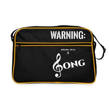Attention - chanson - chant - clef - Sac Retro - noir/or - Devant