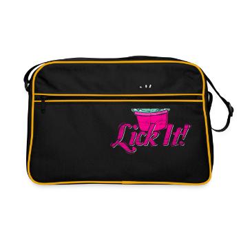 Glace, lécher, doux, crème glacée, cadeau, idée, été, ressort - Sac Retro - noir/or - Devant