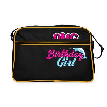 OMG je suis le cadeau de chemise d'anniversaire de dauphin de fille - Sac Retro - noir/or - Devant