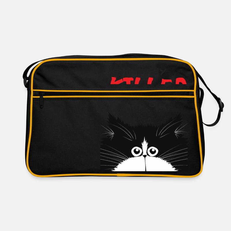 Neugierige Katze - Retro Tasche - Schwarz/Gold