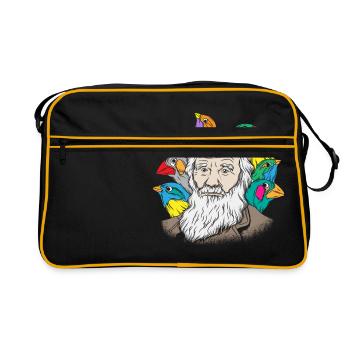 Charles Darwin Portrait Geschenk Evolution - Retro Tasche - Schwarz/Gold - Vorne