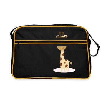 Bébé girafe - motif mignon avec des joues roses - Sac Retro - noir/or - Devant