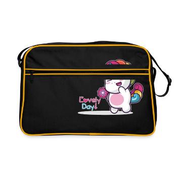 Lovely day! - Retro Tasche - Schwarz/Gold - Vorne