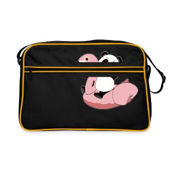 Panda sur matelas d'air flamingo kawaii été cool - Sac Retro - noir/or - Devant