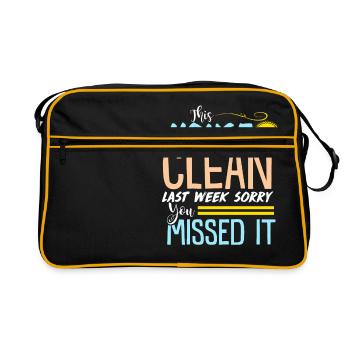 Lustiges sauberes Haus - Retro Tasche - Schwarz/Gold - Vorne