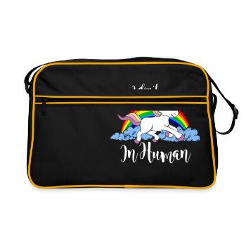 Regenbogen Einhorn - Retro Tasche - Schwarz/Gold - Vorne