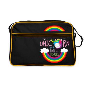 Sei ein Regenbogen-Einhorn - Retro Tasche - Schwarz/Gold - Vorne