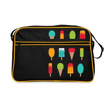 Eis, Eis und nochmehr Eis | Sommer Shirt - Retro Tasche - Schwarz/Gold - Vorne