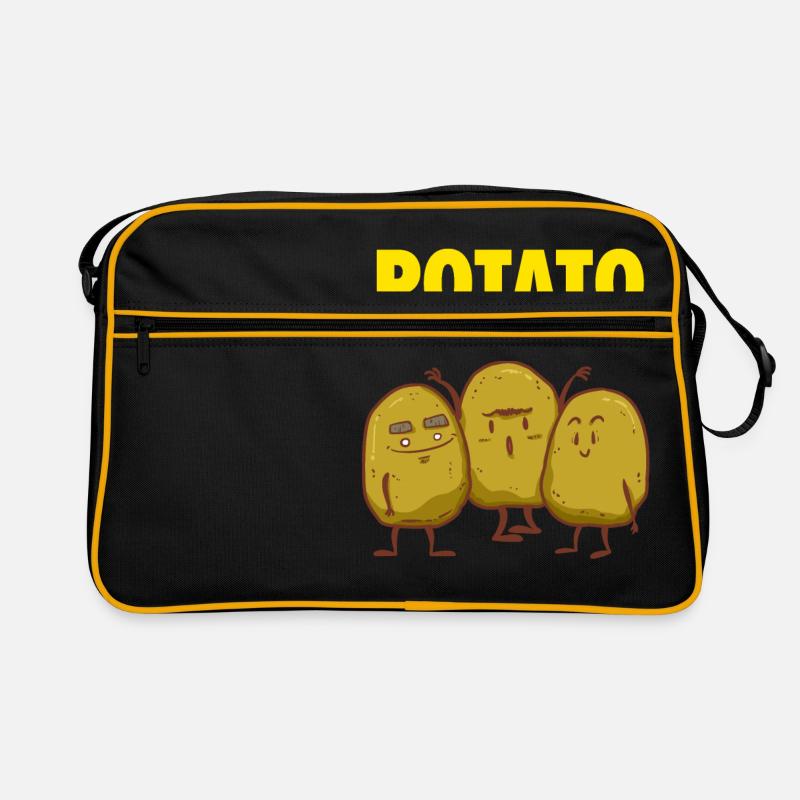 Kartoffel Team - Freunde - Potato - Freundschaft - Retro Tasche - Schwarz/Gold