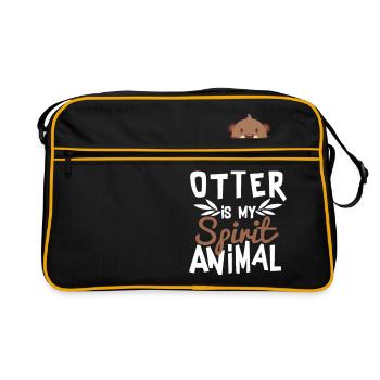 Otter ist mein Geist-Tier-niedliches T-Shirt - Retro Tasche - Schwarz/Gold - Vorne