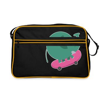 Éléphant patineur - Sac Retro - noir/or - Devant